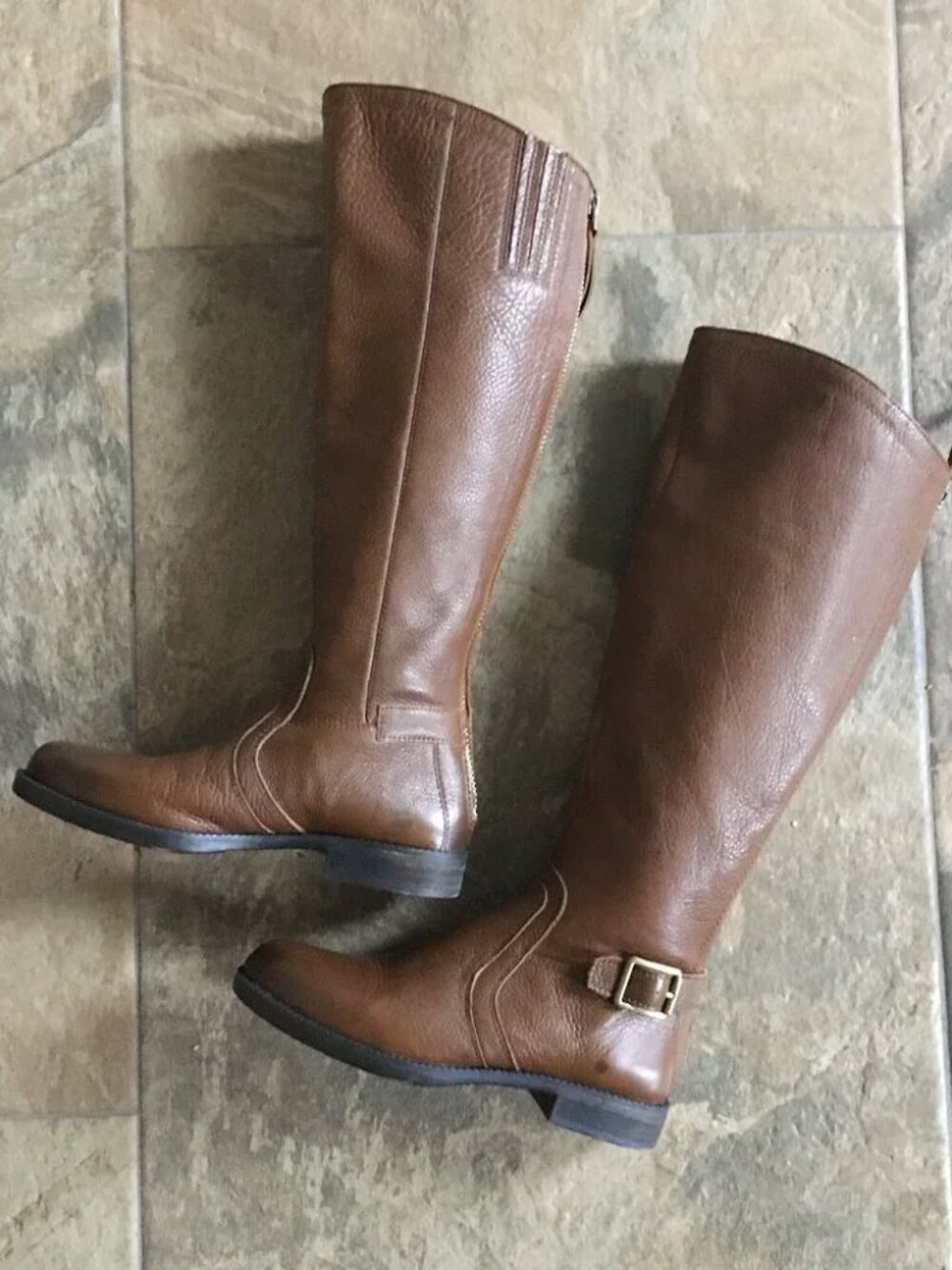 Vintage Franco Sarto Brown Leather High Boots 5 Lodestar Western Boho